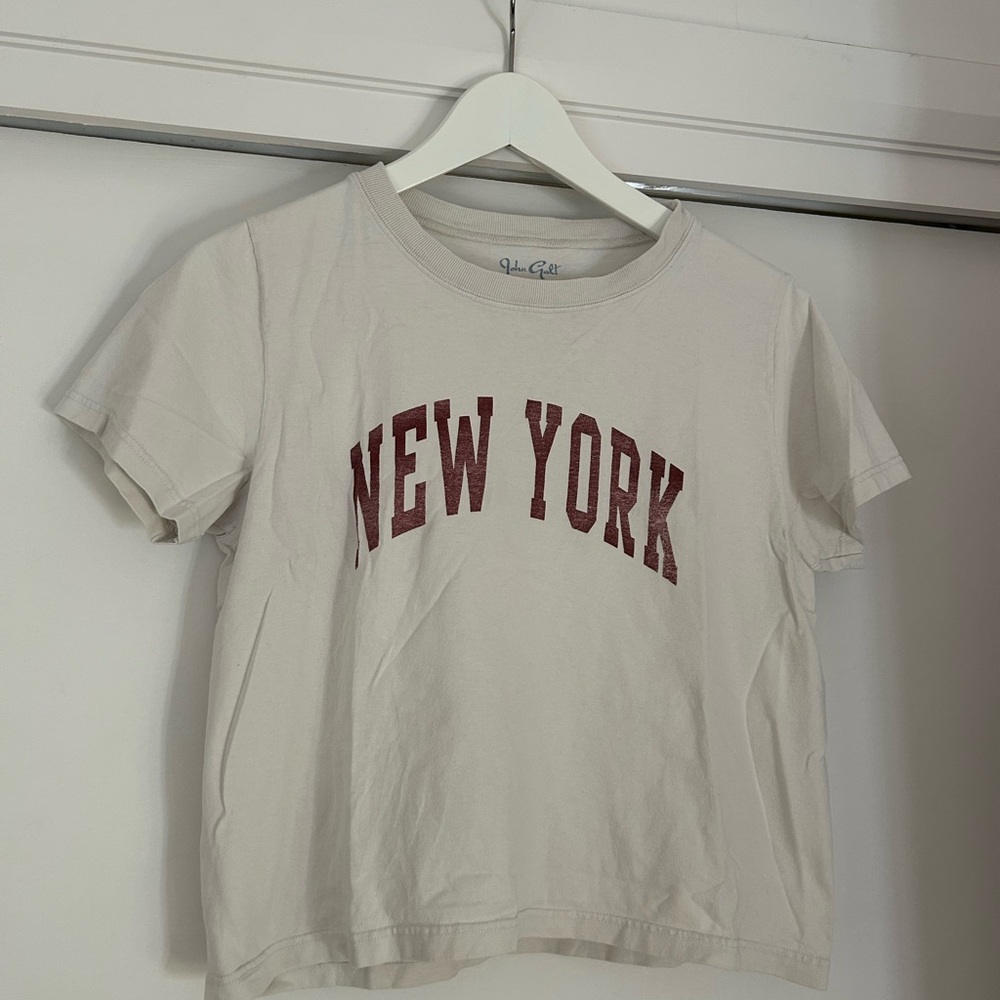 White T-Shirt with Red 'New York' Print